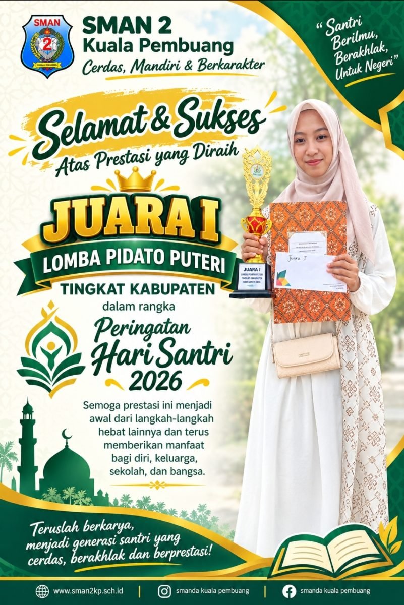 Siswi Berprestasi! Raih Juara I Lomba Pidato Puteri Tingkat Kabupaten pada Peringatan Hari Santri 2026